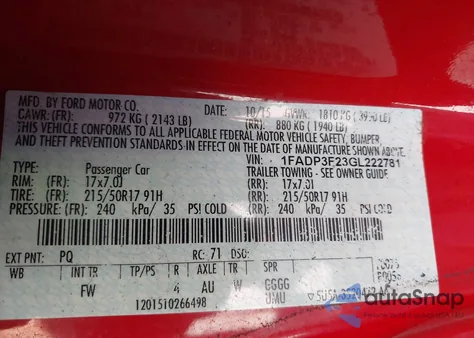 2016 Ford Focus Se from USA, damaged, VIN 1FADP3F23GL222781